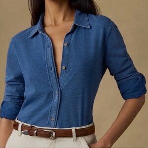 FAHERTY Sunwashed Knit Shirt - Indigo Blue XS